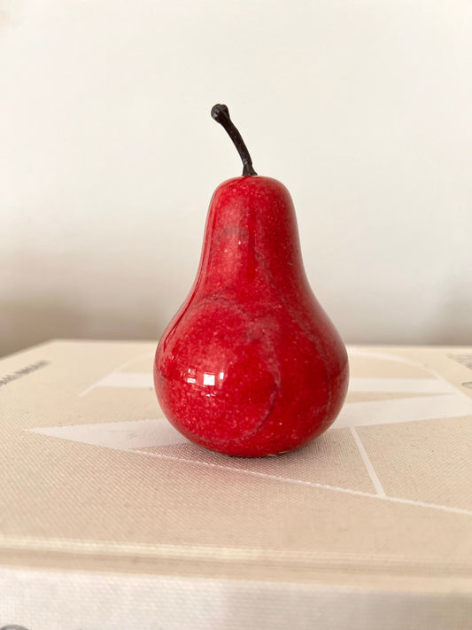 red alabaster pear paperweight