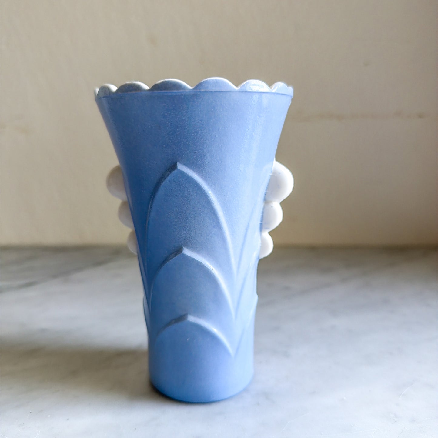 Vintage Fire-King Turquoise Blue Vitreous Milk Glass Vase 5.25"