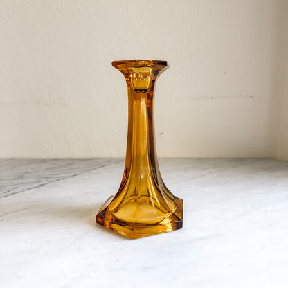 Vintage 12" Amber Depression Glass Candleholder