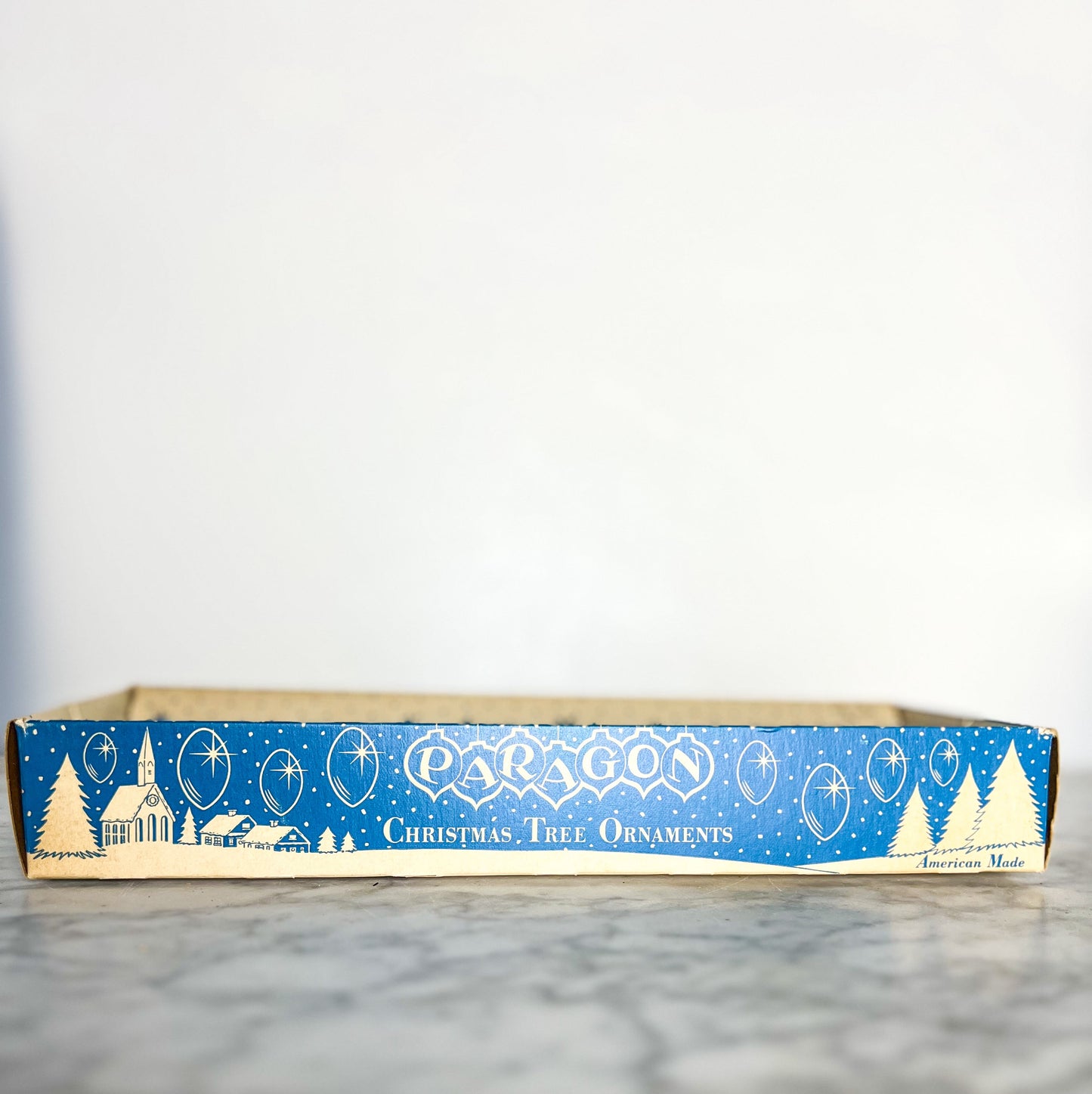 Vintage 50's Paragon Blue Glass Christmas Ornaments in Original Box
