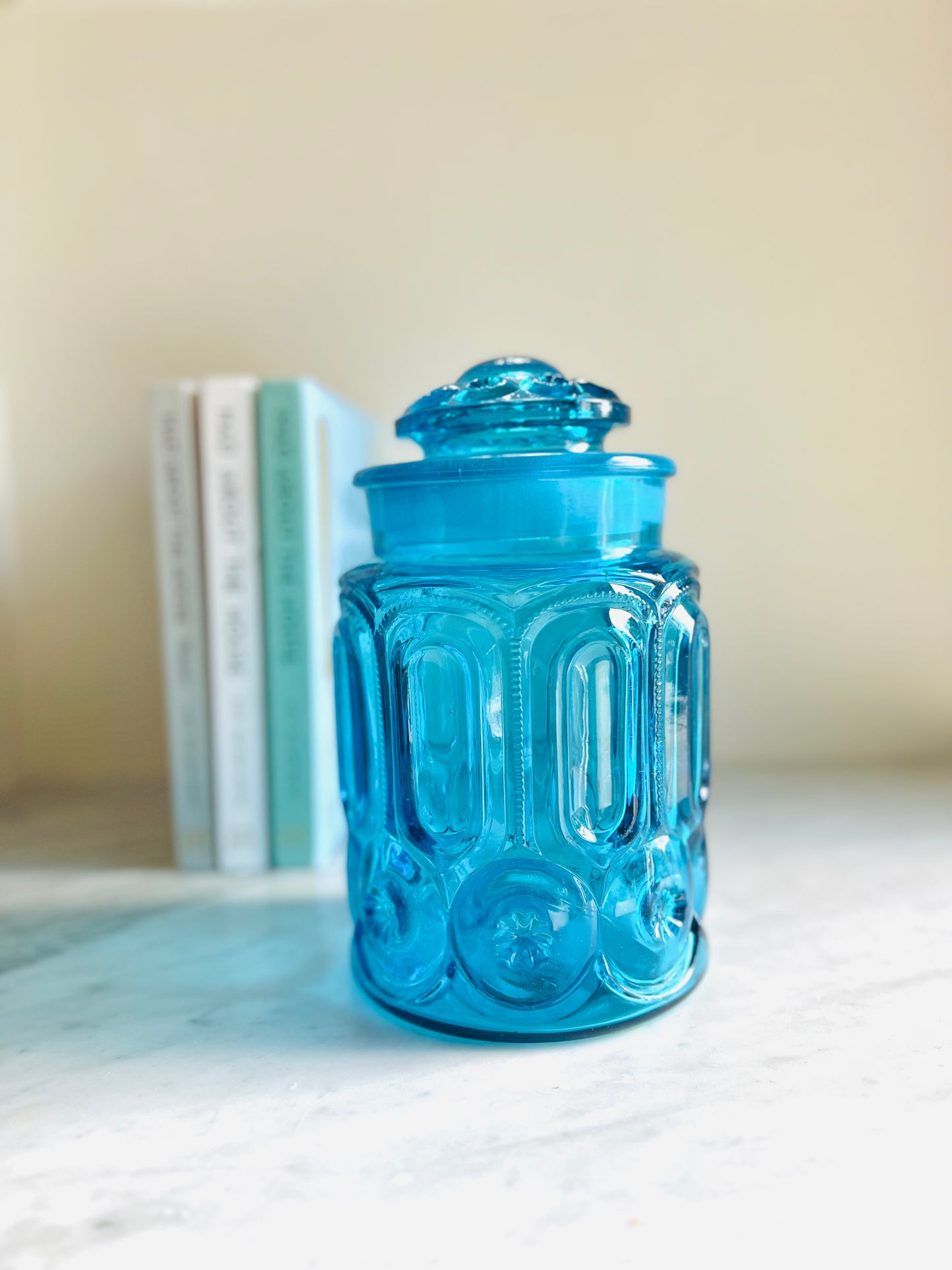 L.E. Smith Moon & Stars Large Teal Canister