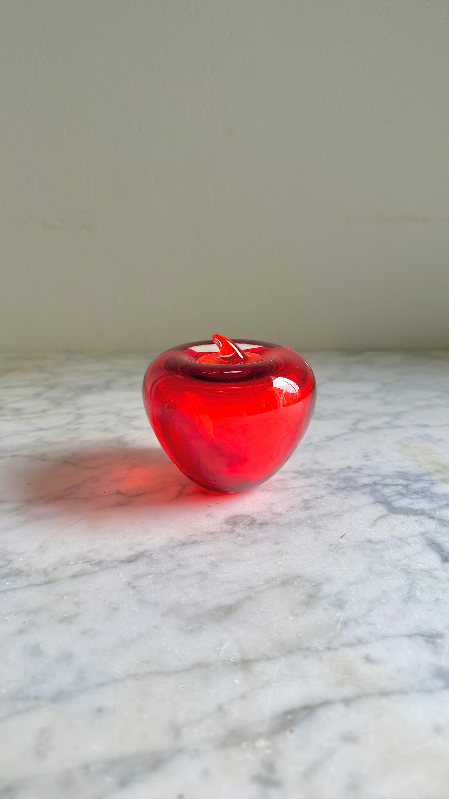 Pilgrim Glass Red Apple Paperweight | Decorative Desk Accessory