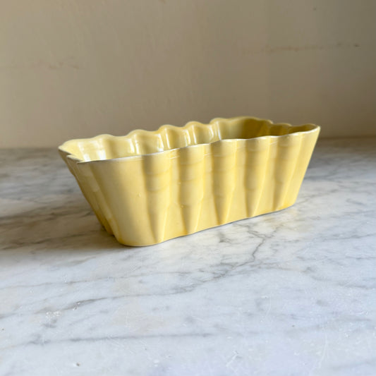 Vintage Yellow Ribbed Ceramic Planter | Made in USA
