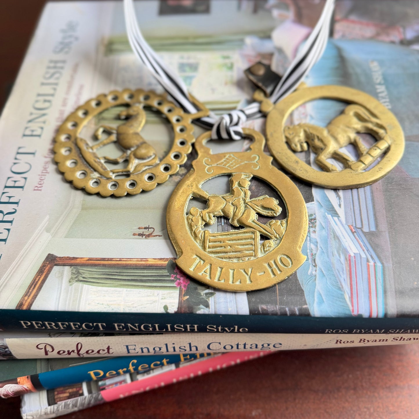 Vintage English Horse Brasses | Set of Three Equestrian Brass Medallions