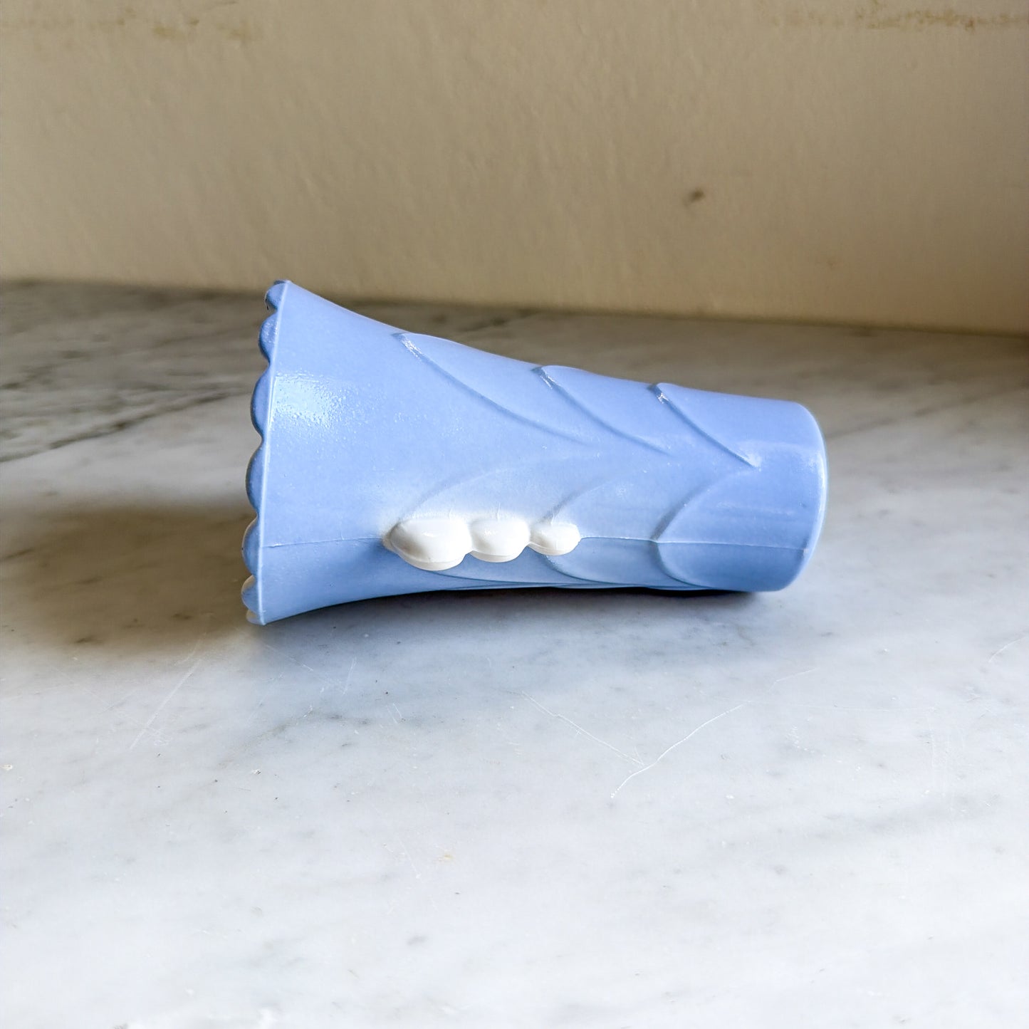 Vintage Fire-King Turquoise Blue Vitreous Milk Glass Vase 5.25"
