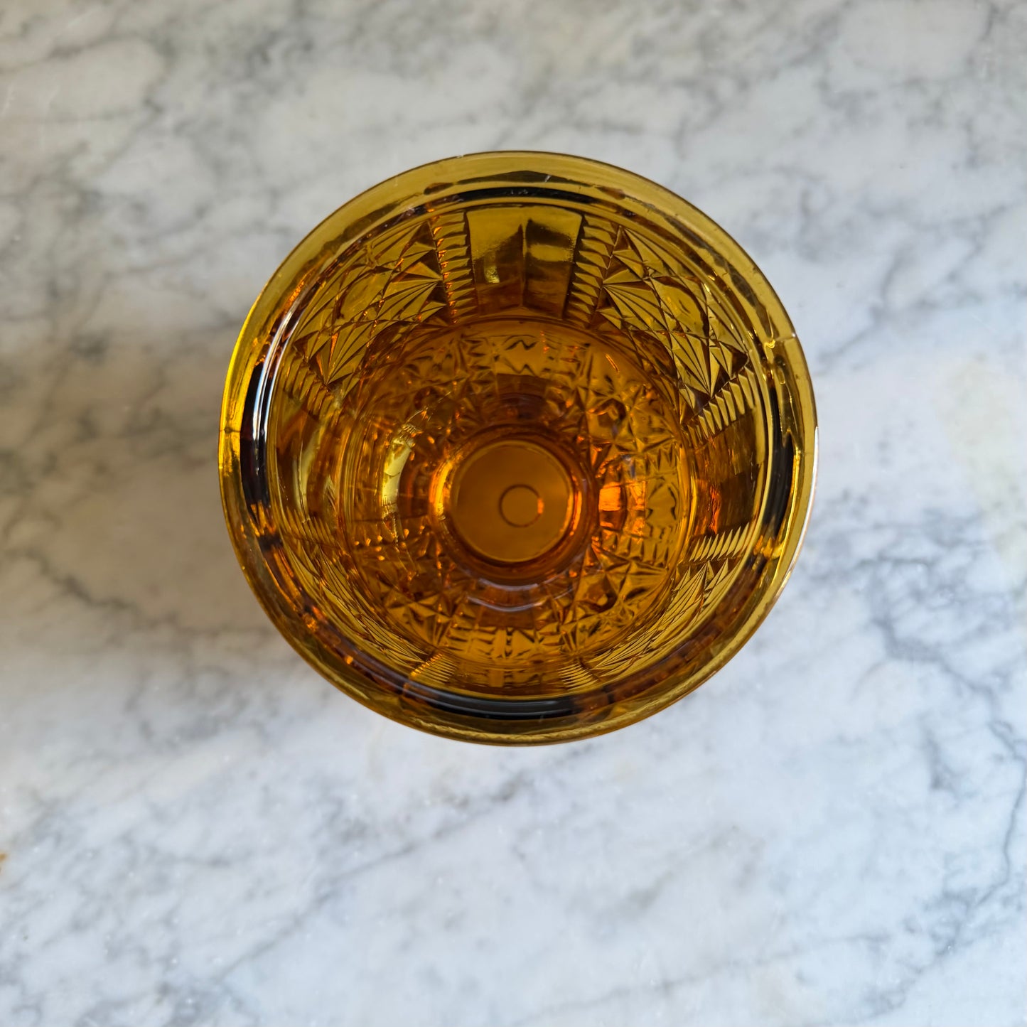 Vintage Indiana Glass Amber Fairy Lamp | Stars & Bars Pattern