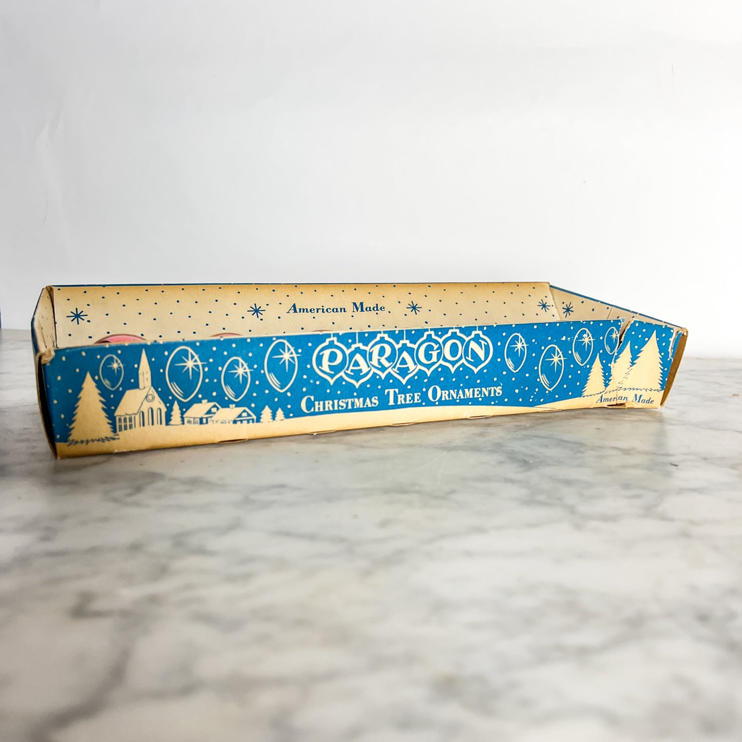 Vintage 50's Paragon Red Glass Christmas Ornaments in Original Box