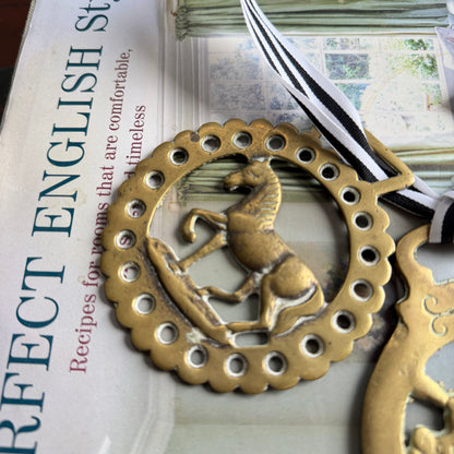 Vintage English Horse Brasses | Set of Three Equestrian Brass Medallions