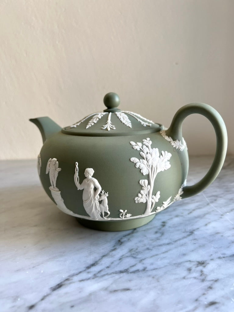 Wedwood sage green Jasperware teapot