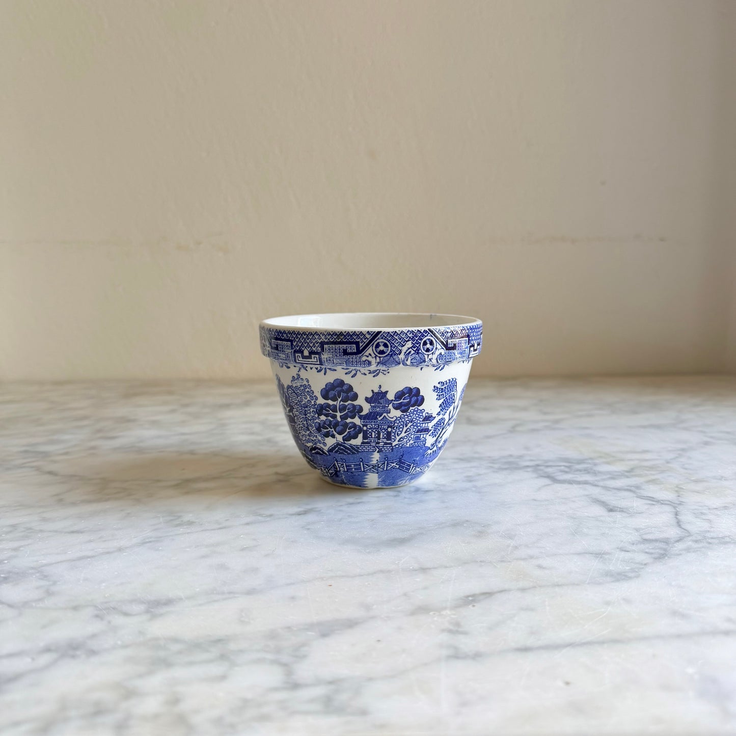 Vintage Blue Willow Transferware Pudding Bowl | English Blue & White Pottery