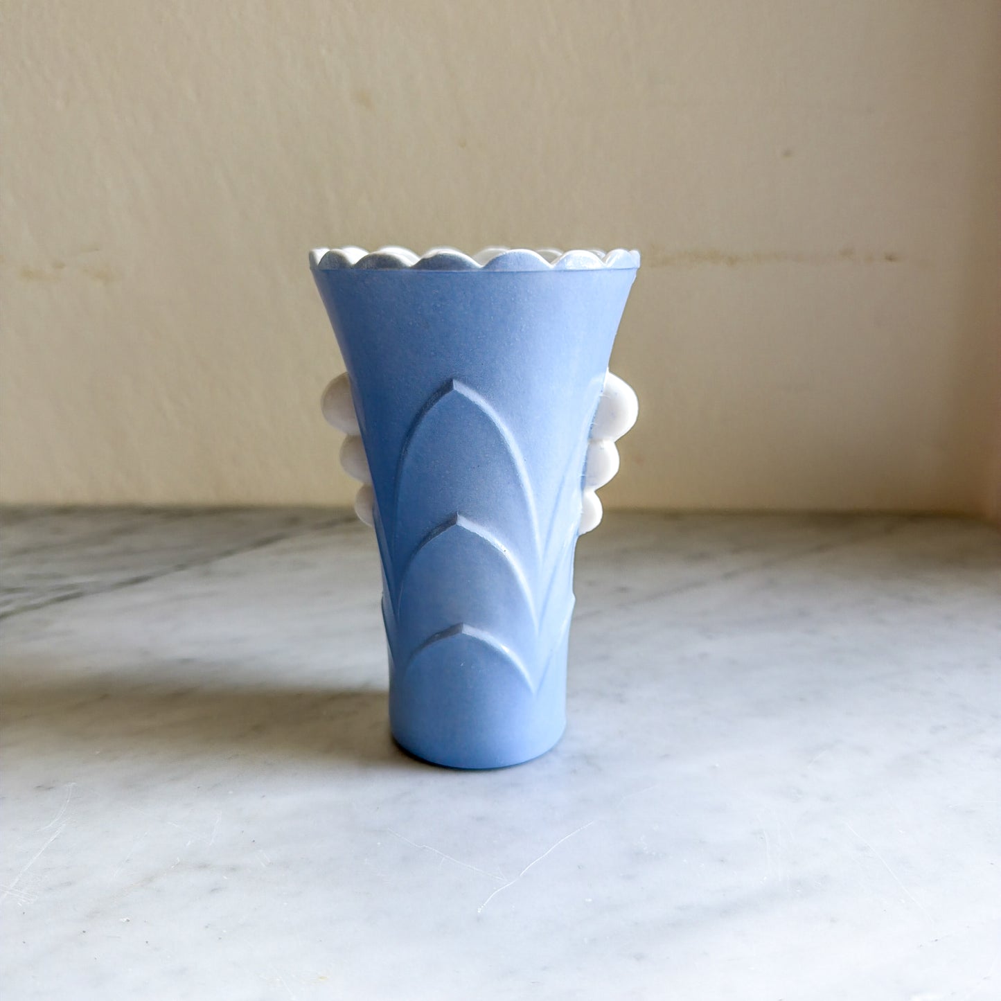 Vintage Fire-King Turquoise Blue Vitreous Milk Glass Vase 5.25"