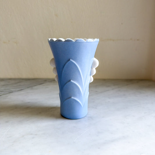 Vintage Fire-King Turquoise Blue Vitreous Milk Glass Vase 5.25"