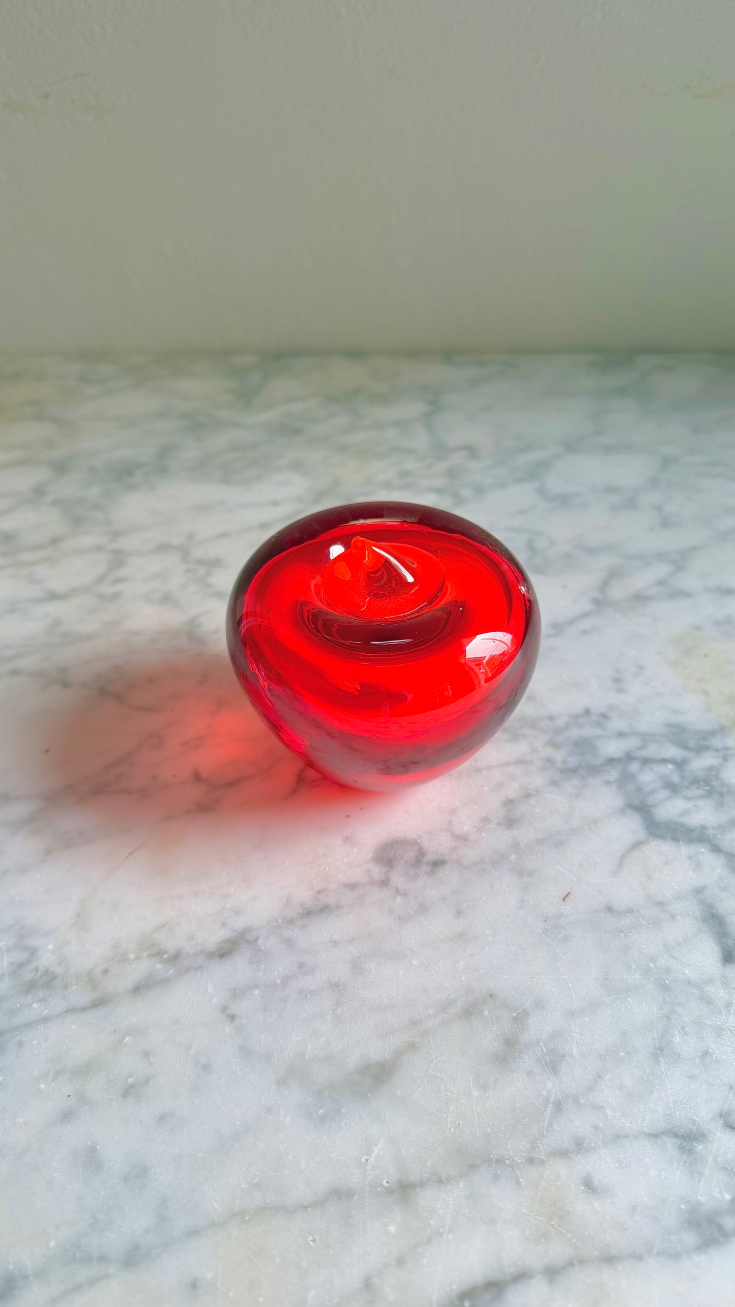 Pilgrim Glass Red Apple Paperweight | Decorative Desk Accessory