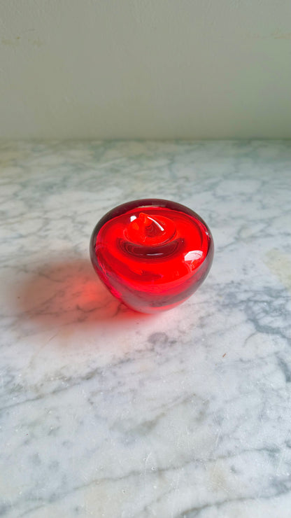 Pilgrim Glass Red Apple Paperweight | Decorative Desk Accessory