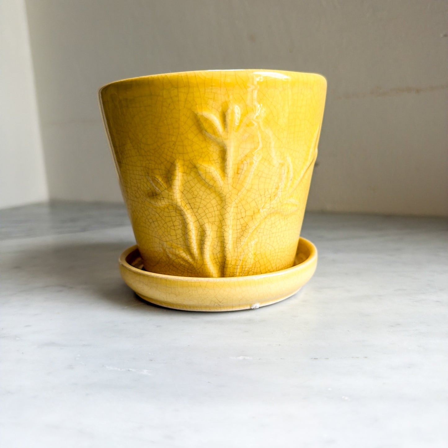 Vintage Yellow Calla Lily Ceramic Planter | Made in USA