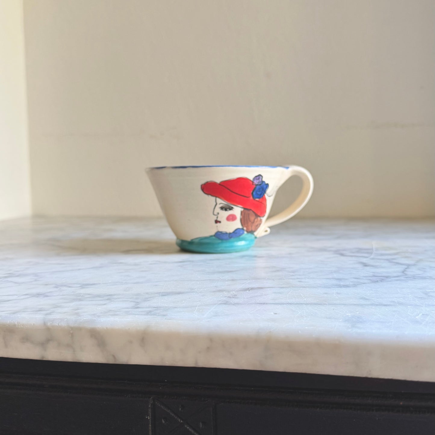 Vintage Dorin Saurus Hand-Painted Lady Mug | Fethard Ireland