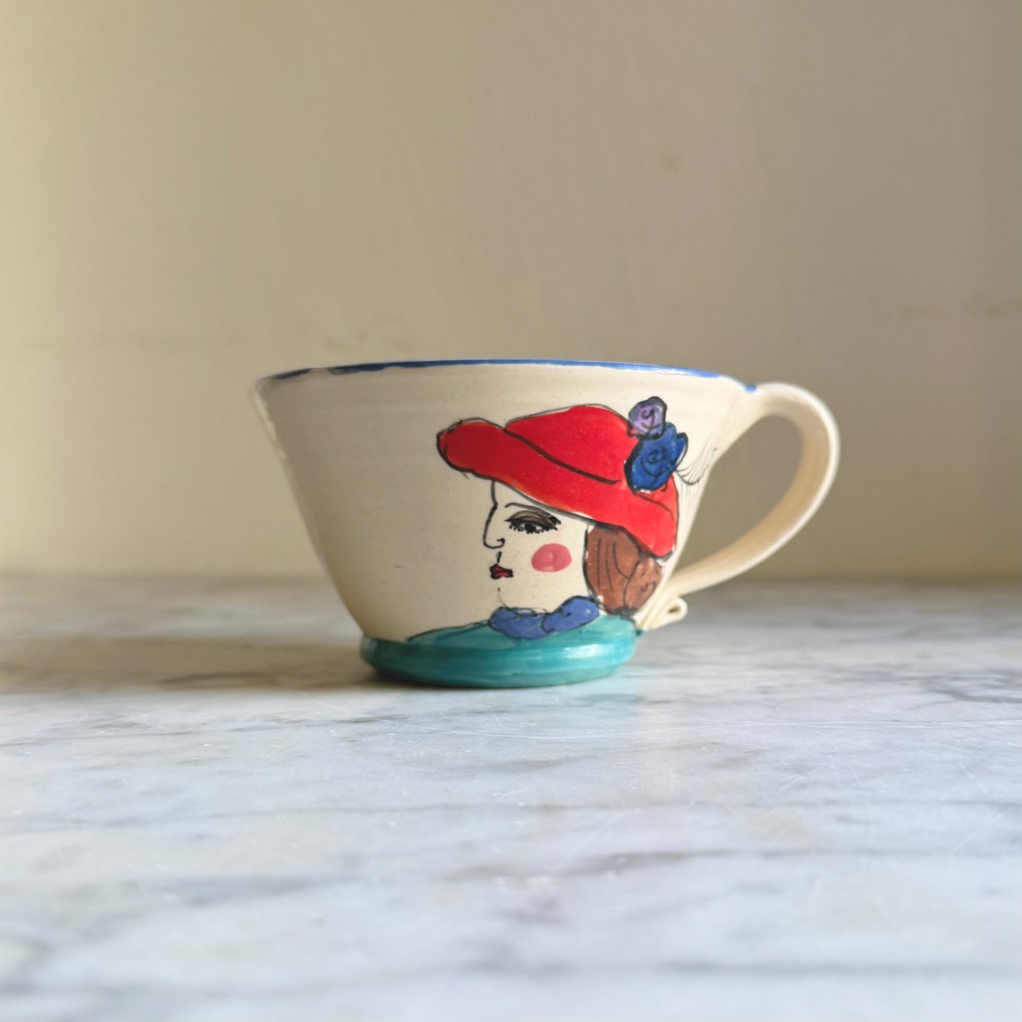 Vintage Dorin Saurus Hand-Painted Lady Mug | Fethard Ireland