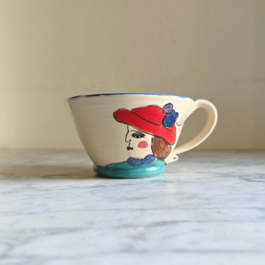 Vintage Dorin Saurus Hand-Painted Lady Mug | Fethard Ireland