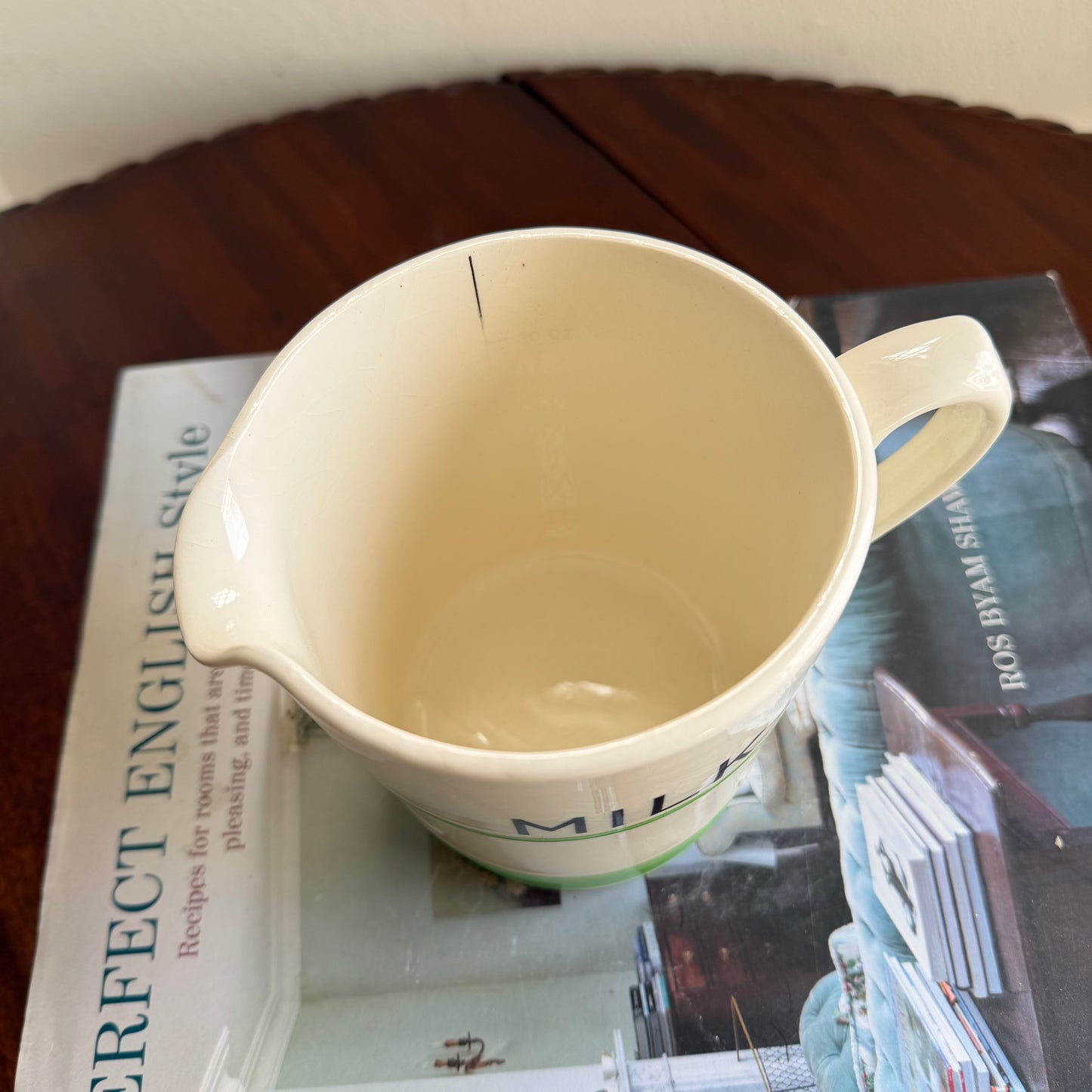 SADLER Kleen Kitchen Ware | 1 Pint Vintage Milk Jug with Green Banding | English Kitchen Pottery