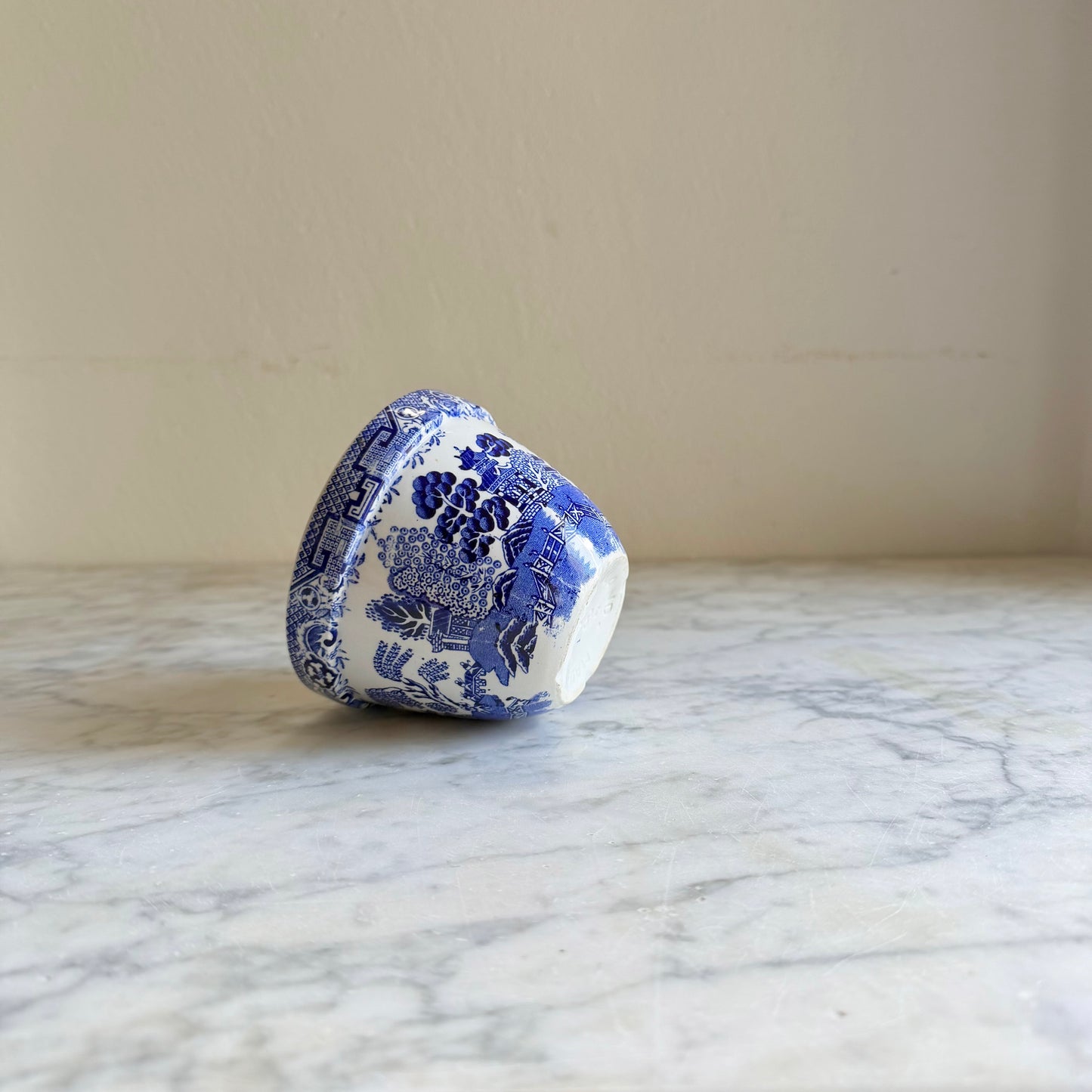 Vintage Blue Willow Transferware Pudding Bowl | English Blue & White Pottery