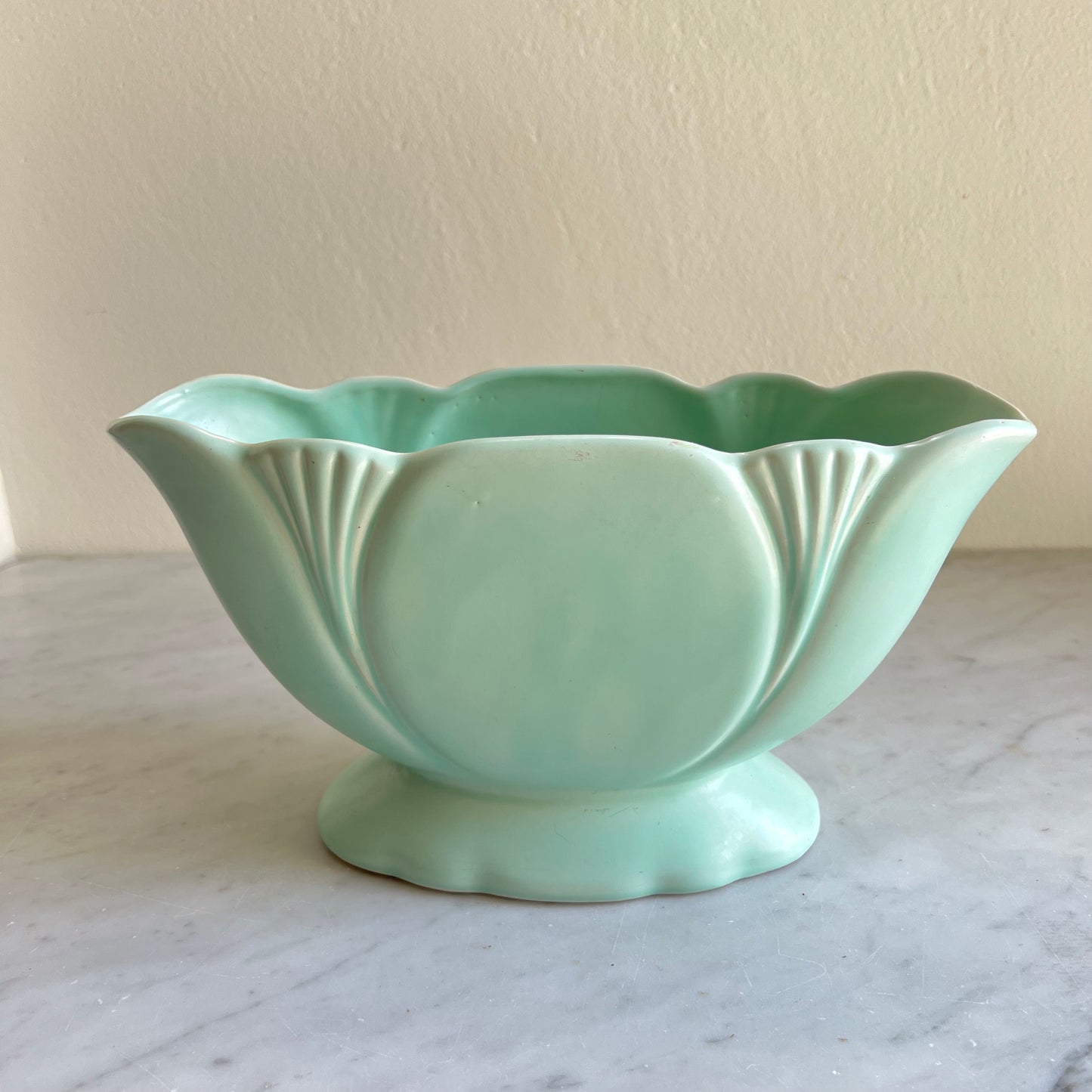 Green Dartmouth Pottery "London Bowl" Mantle Vase