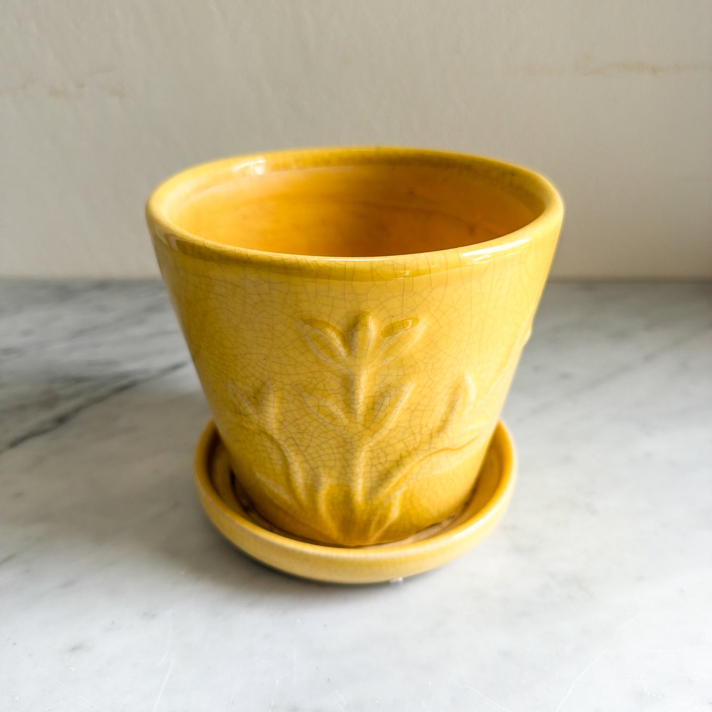 Vintage Yellow Calla Lily Ceramic Planter | Made in USA