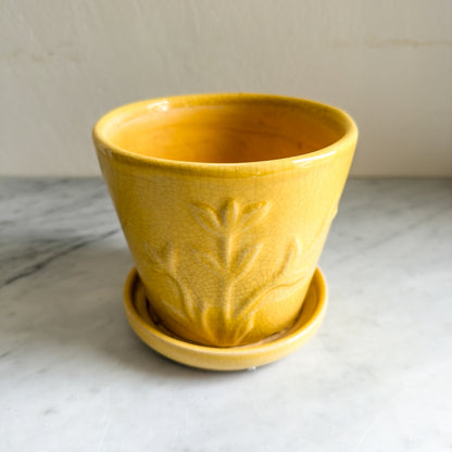 Vintage Yellow Calla Lily Ceramic Planter | Made in USA