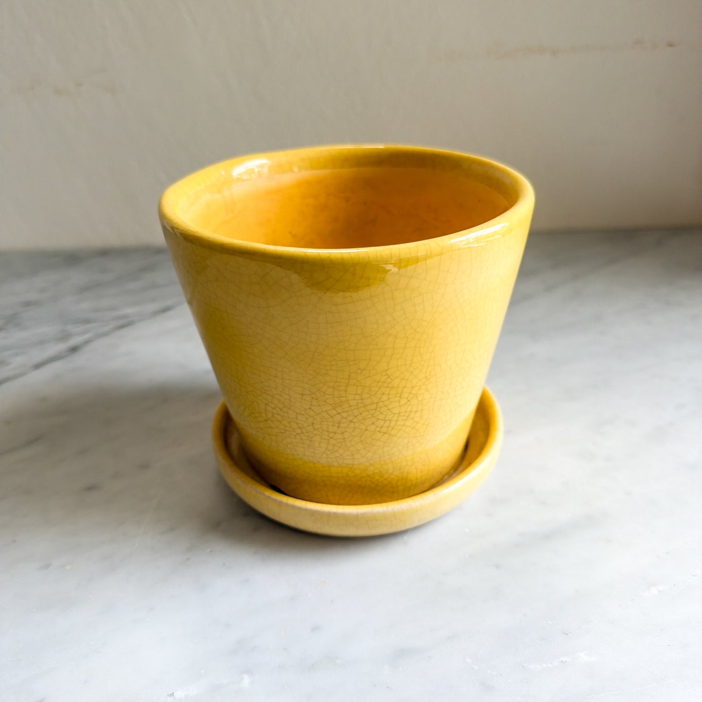 Vintage Yellow Calla Lily Ceramic Planter | Made in USA