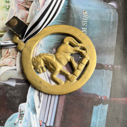 Vintage English Horse Brasses | Set of Three Equestrian Brass Medallions