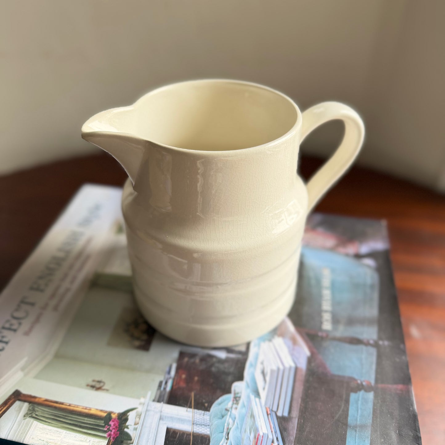 Vintage Lord Nelson Pottery 32oz Large Pitcher | White English Ceramic Jug | 1950s Kitchenalia