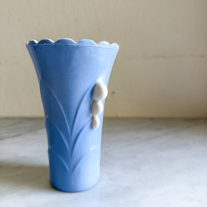Vintage Fire-King Turquoise Blue Vitreous Milk Glass Vase 5.25"