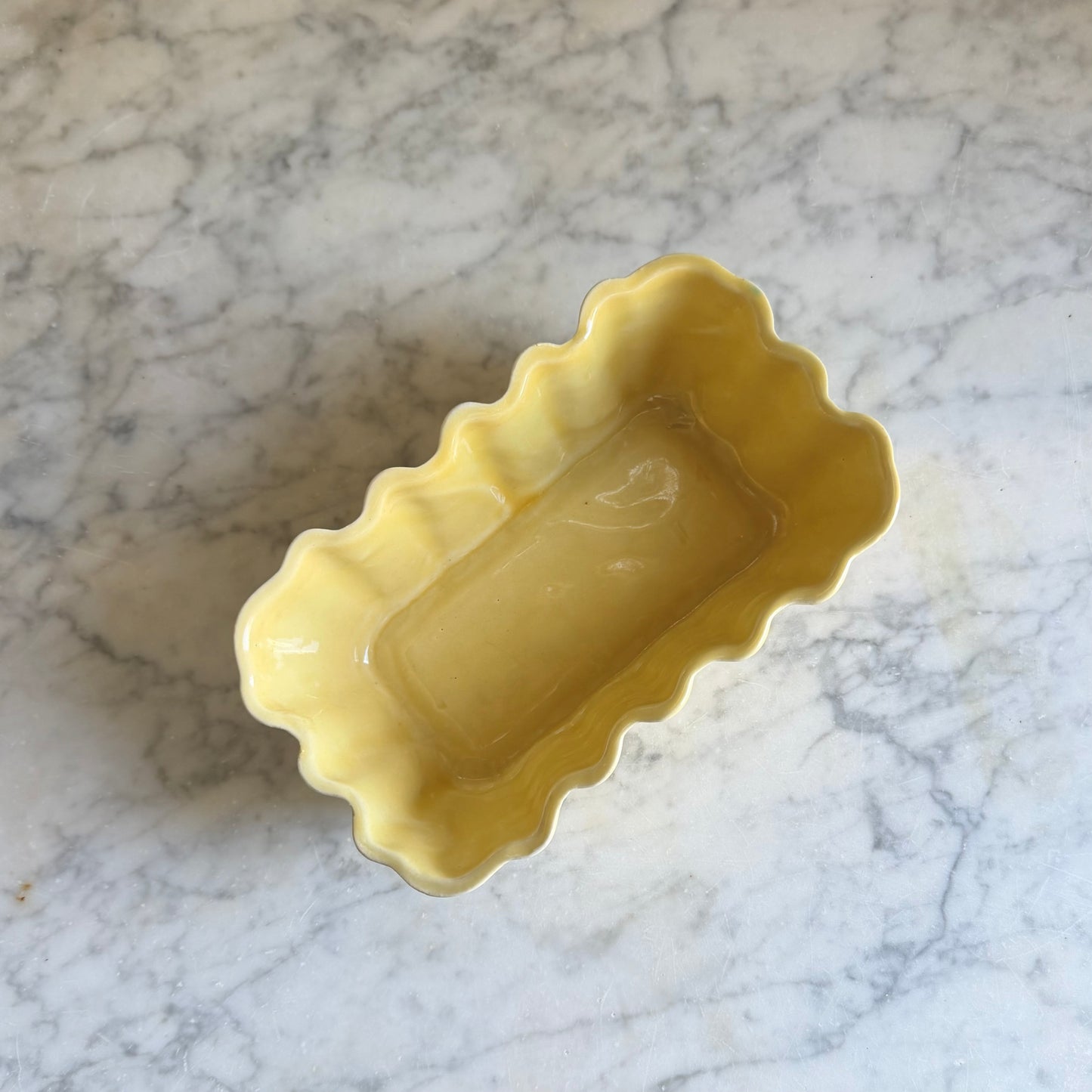 Vintage Yellow Ribbed Ceramic Planter | Made in USA