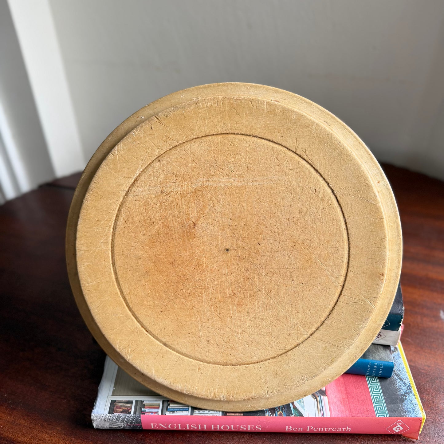 Vintage English Bread Board with Wheat Carving | Wooden Kitchen Bread Board