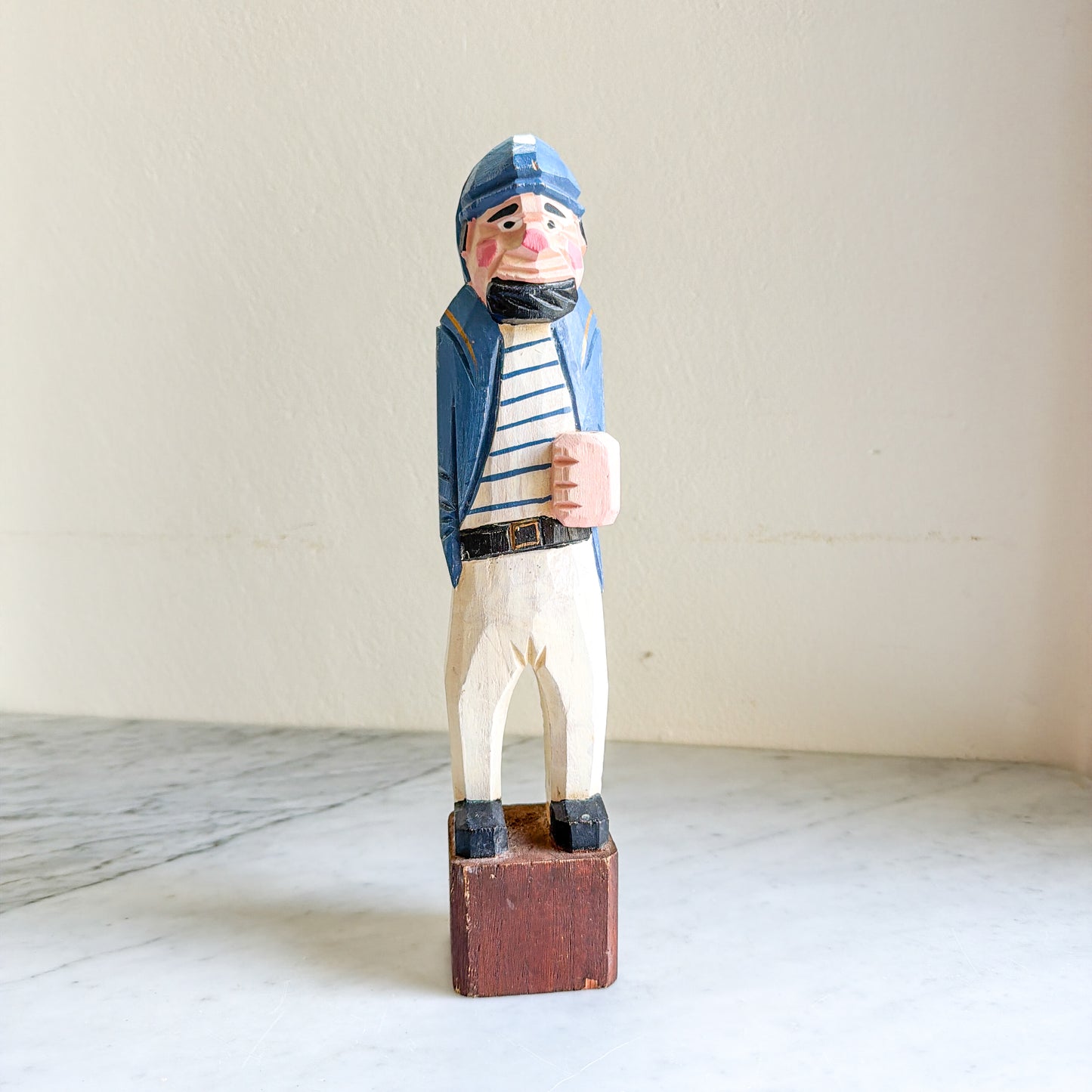 Vintage 12" Wooden Old Salt Dog Sea Captain Carved Figurine