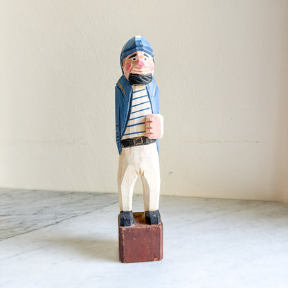 Vintage 12" Wooden Old Salt Dog Sea Captain Carved Figurine