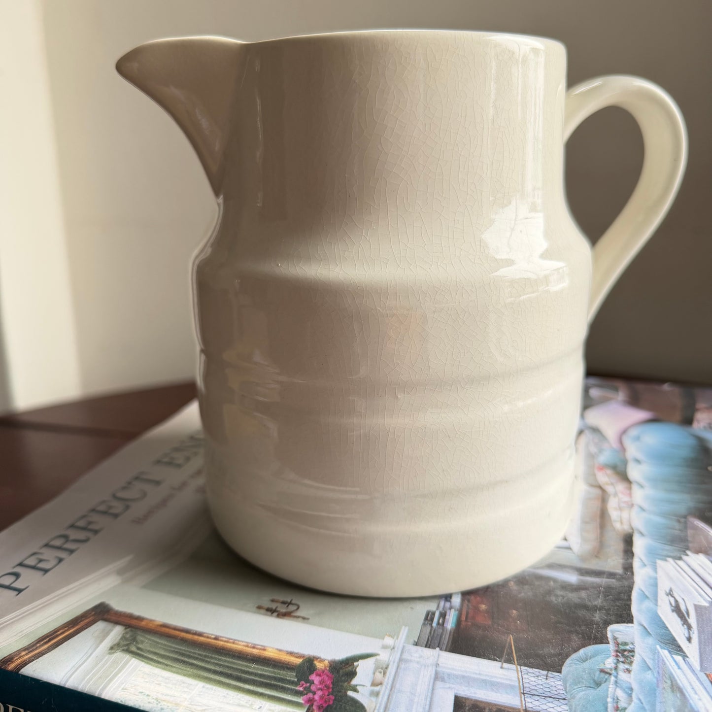 Vintage Lord Nelson Pottery 32oz Large Pitcher | White English Ceramic Jug | 1950s Kitchenalia