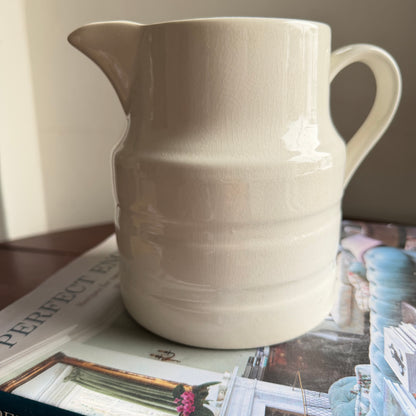 Vintage Lord Nelson Pottery 32oz Large Pitcher | White English Ceramic Jug | 1950s Kitchenalia