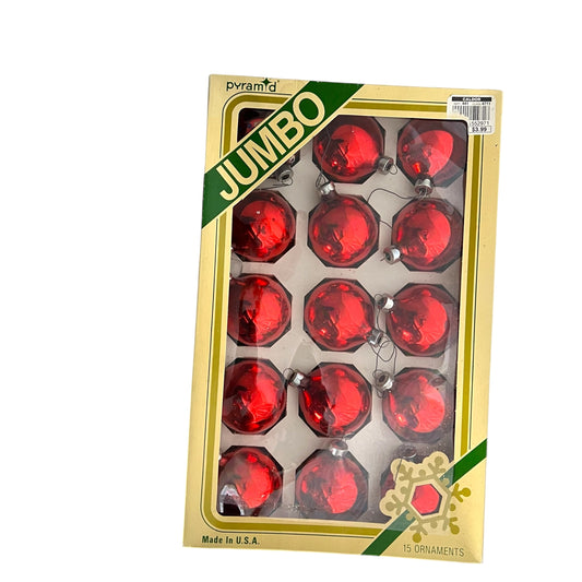 Vintage Glass Christmas Ornaments in Red by Pyramid (15)