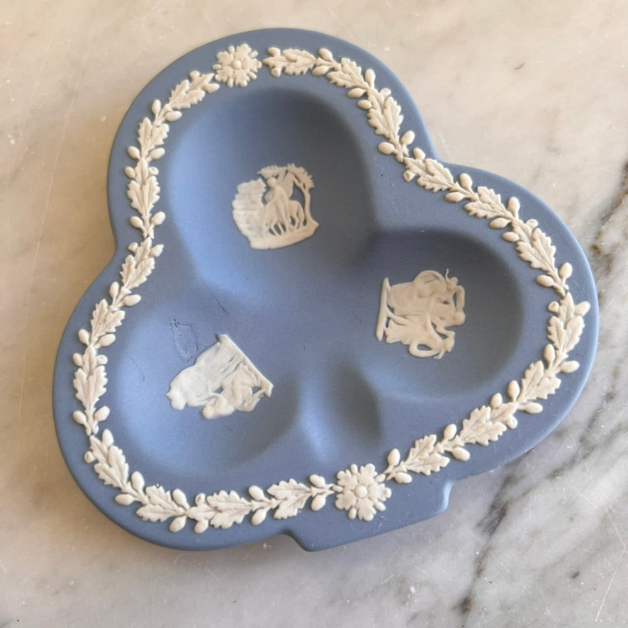 Wedgwood Blue Jasperware Clubs Trinket Tray from the Card Suite