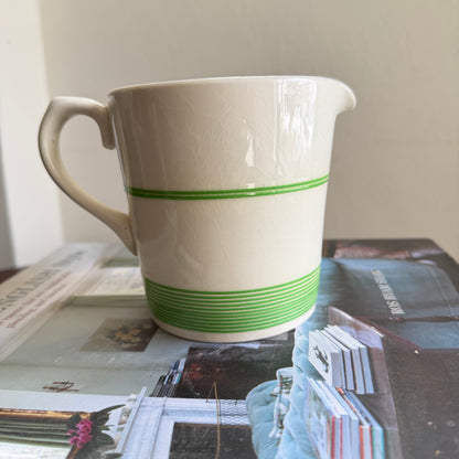 SADLER Kleen Kitchen Ware | 1 Pint Vintage Milk Jug with Green Banding | English Kitchen Pottery