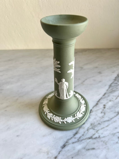 Green Jasperware candle holders by Wedgwood