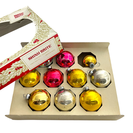 Shiny Brite Vintage Glass Christmas Ornaments in Multicolor