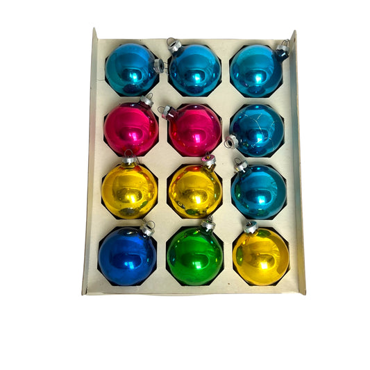 Delta Vintage Glass Christmas Ornaments in Multicolor Made in USA