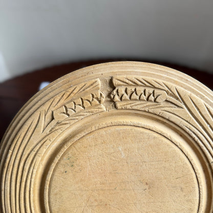 Vintage English Bread Board with Wheat Carving | Wooden Kitchen Bread Board