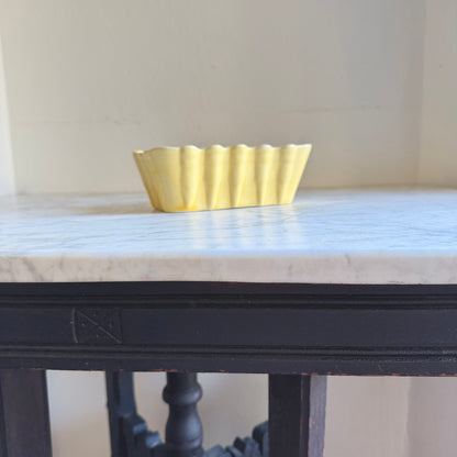 Vintage Yellow Ribbed Ceramic Planter | Made in USA