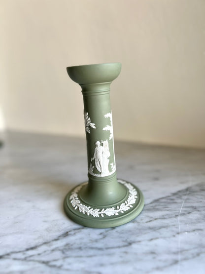 Green Jasperware candle holders by Wedgwood