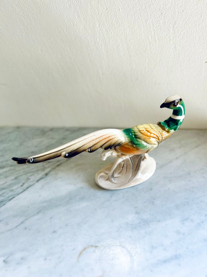 Pair of Mid-Century Modern Ceramic Pheasants | MCM Mantel Figurines