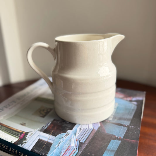 Vintage Lord Nelson Pottery 32oz Large Pitcher | White English Ceramic Jug | 1950s Kitchenalia