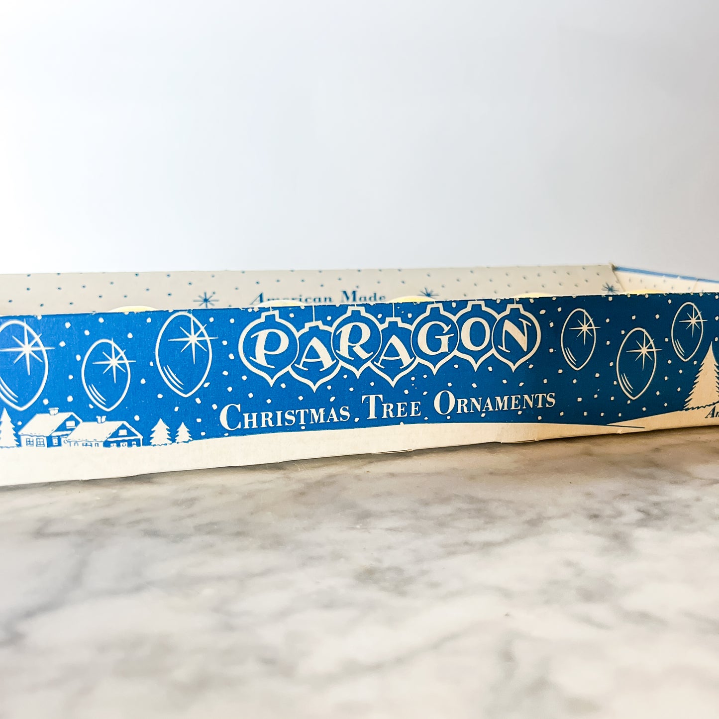 Vintage 50's Paragon Blue Glass Christmas Ornaments in Original Box