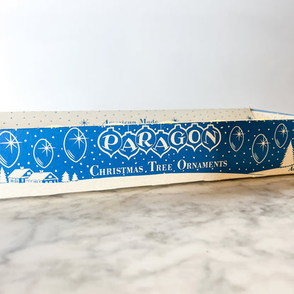 Vintage 50's Paragon Blue Glass Christmas Ornaments in Original Box